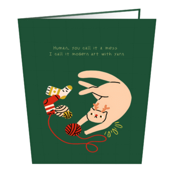 Cat with Sock Greeting Card