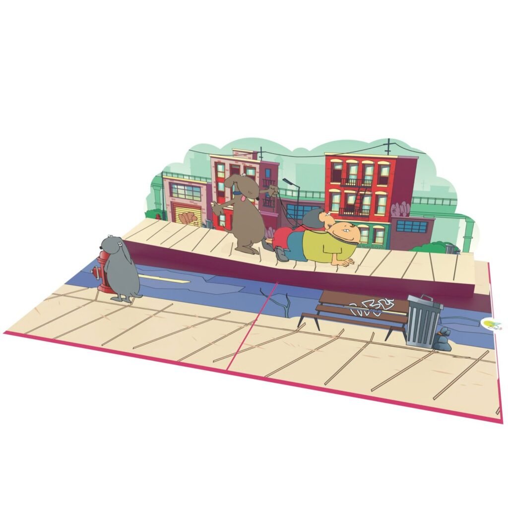 Dog Walking 3D Pop Up Card