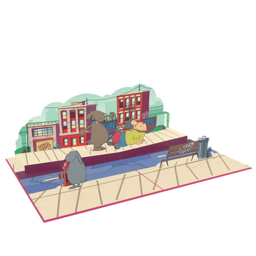 Dog Walking 3D Pop Up Card