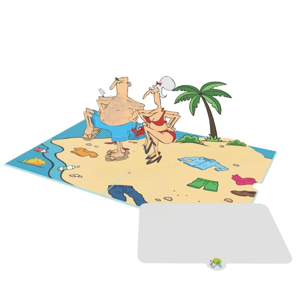 Excercise On Beach 3D Pop Up Card