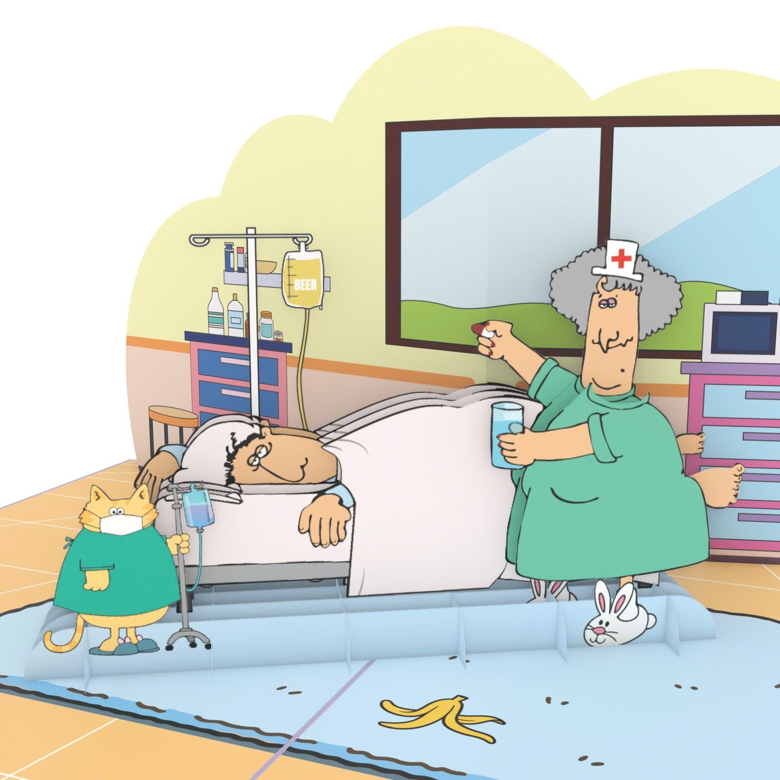 Sick Patient 3D Pop Up Card Sick Patient 3D Pop Up Card