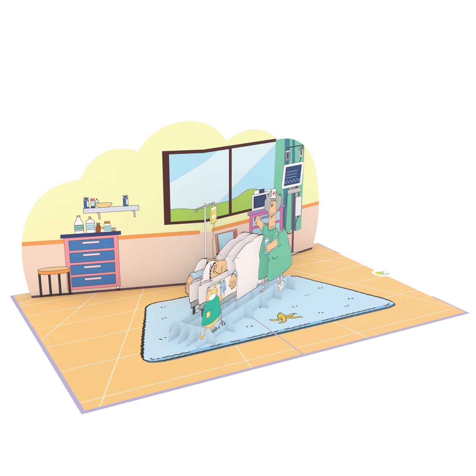 Sick Patient 3D Pop Up Card Sick Patient 3D Pop Up Card