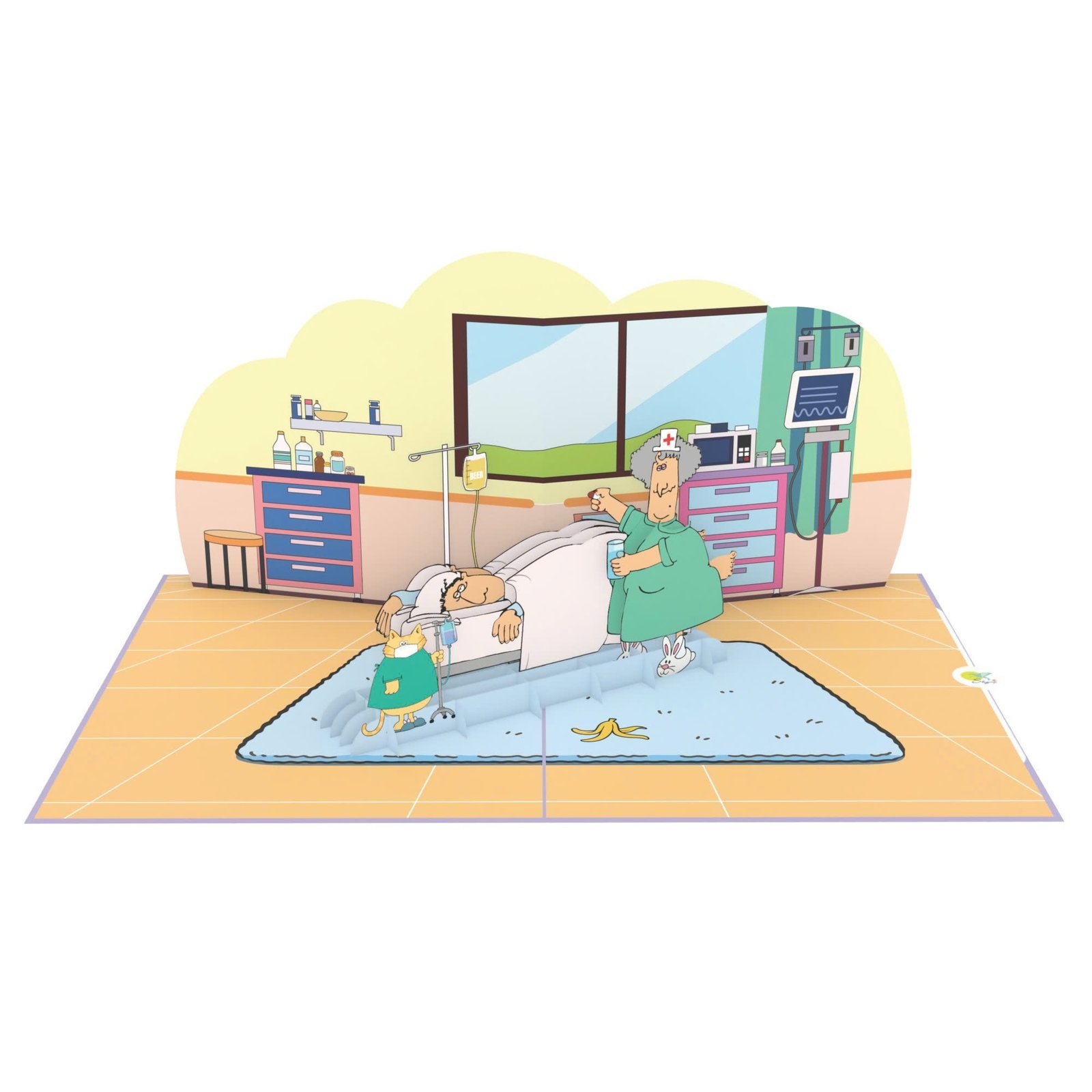 Sick Patient 3D Pop Up Card Sick Patient 3D Pop Up Card