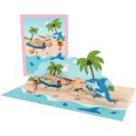 Sun Bath Couple 3D Pop Up Card – A Relaxing Moment of Warmth, Love, and Laid-Back Bliss